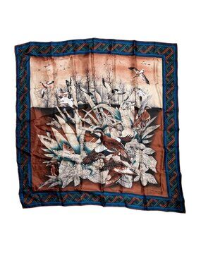 Vintage THE VERA STUDIO Silk Scarf  "Gorgeous Wildlife American Wigeon Duck" Des